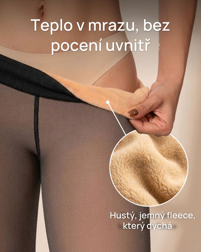 Termo punčocháče s fleecem a vzhledem silonek